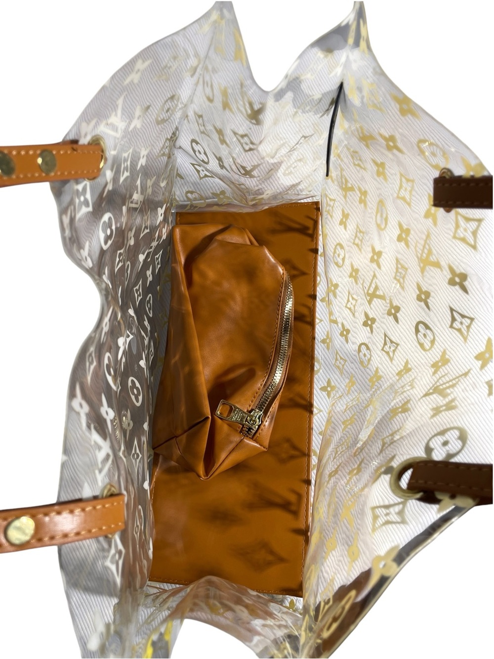 π Womenβs Clear Monogram Oversized Tote Bag with Brown Handles π - Picture 9 of 9